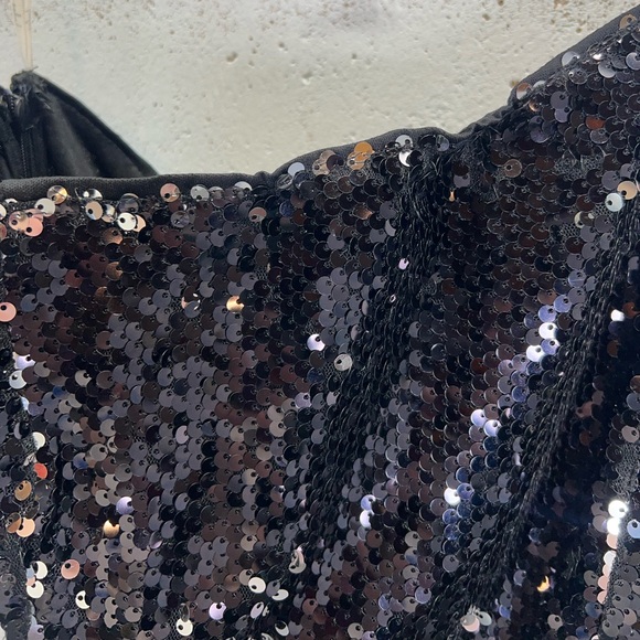 Lulus Sultry Soiree Black Sequin One-Shoulder Cutout Mini Dress Size Large - Picture 5 of 9